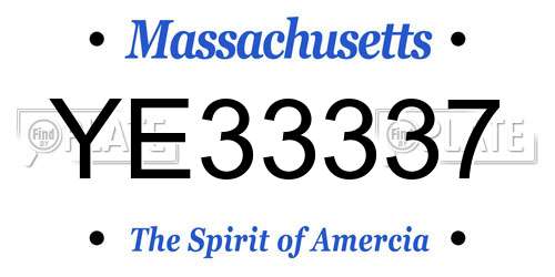YE33337 Massachusetts License Plate
