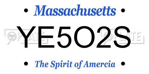 YE5O2S Massachusetts License Plate