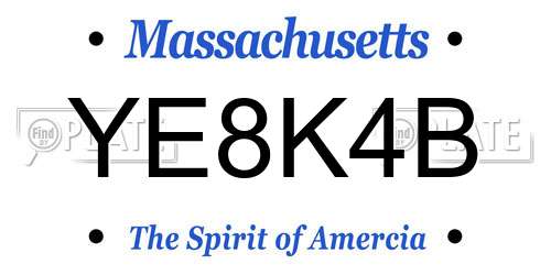 YE8K4B Massachusetts License Plate