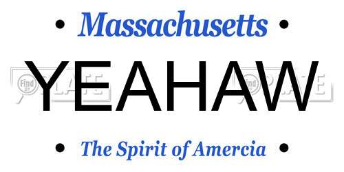 YEAHAW Massachusetts License Plate
