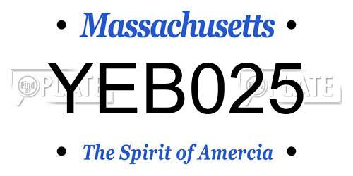YEB025 Massachusetts License Plate