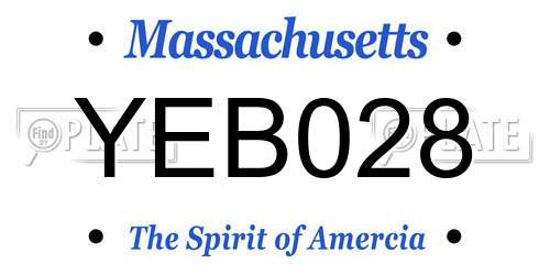 YEB028 Massachusetts License Plate