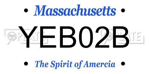 YEB02B Massachusetts License Plate