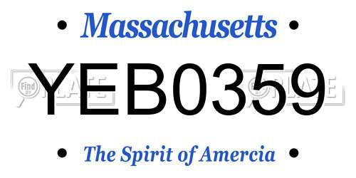 YEB0359 Massachusetts License Plate