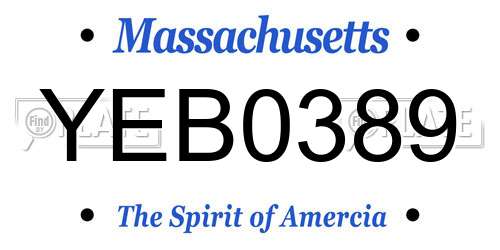 YEB0389 Massachusetts License Plate