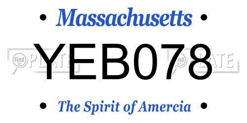 YEB078 Massachusetts License Plate