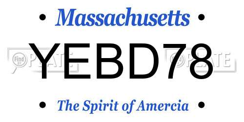 YEBD78 Massachusetts License Plate