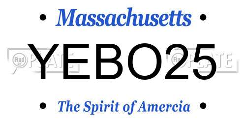 YEBO25 Massachusetts License Plate