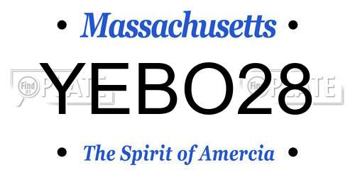 YEBO28 Massachusetts License Plate