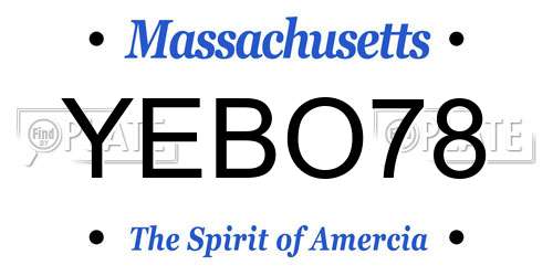 YEBO78 Massachusetts License Plate
