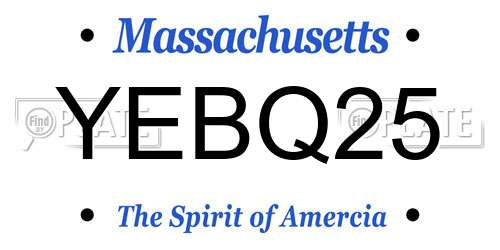 YEBQ25 Massachusetts License Plate