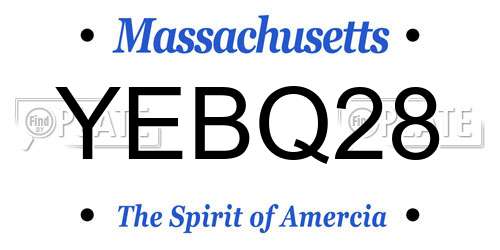 YEBQ28 Massachusetts License Plate