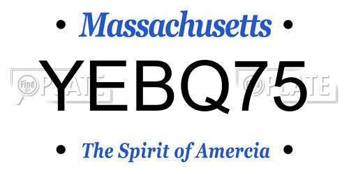 YEBQ75 Massachusetts License Plate