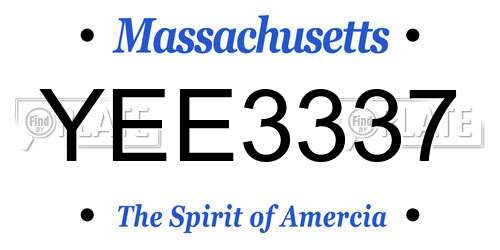 YEE3337 Massachusetts License Plate
