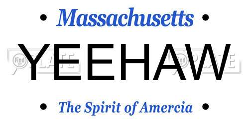YEEHAW Massachusetts License Plate