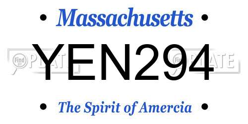 YEN294 Massachusetts License Plate