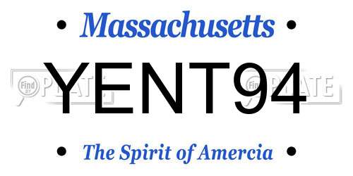 YENT94 Massachusetts License Plate