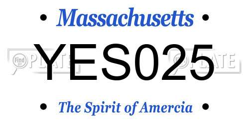 YES025 Massachusetts License Plate