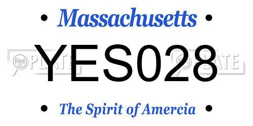 YES028 Massachusetts License Plate