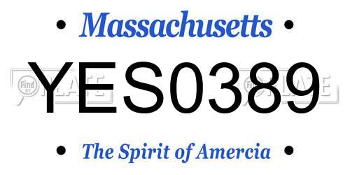 YES0389 Massachusetts License Plate