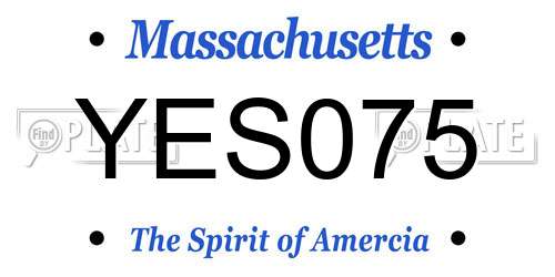 YES075 Massachusetts License Plate
