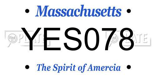 YES078 Massachusetts License Plate