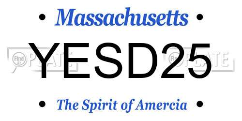 YESD25 Massachusetts License Plate