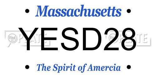 YESD28 Massachusetts License Plate