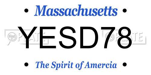 YESD78 Massachusetts License Plate