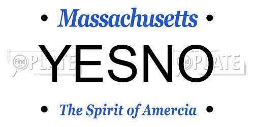 YESNO Massachusetts License Plate
