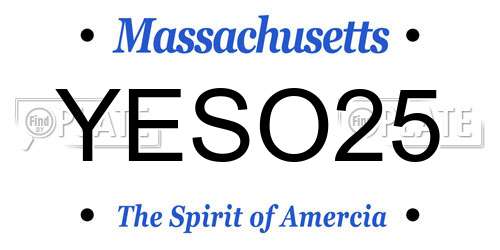 YESO25 Massachusetts License Plate