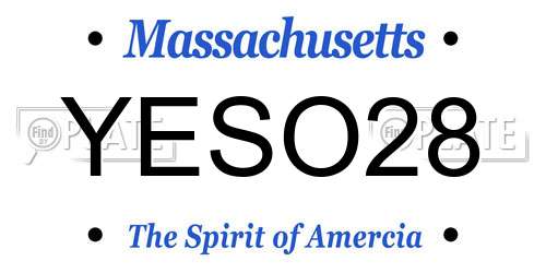 YESO28 Massachusetts License Plate