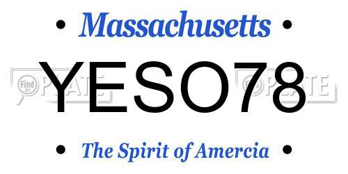YESO78 Massachusetts License Plate