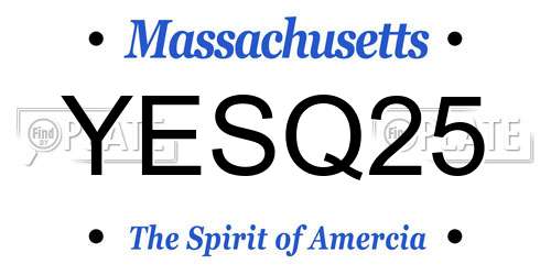 YESQ25 Massachusetts License Plate