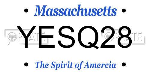 YESQ28 Massachusetts License Plate