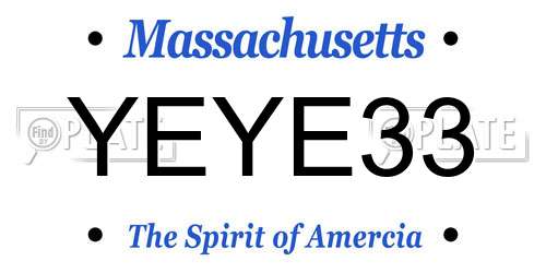 YEYE33 Massachusetts License Plate