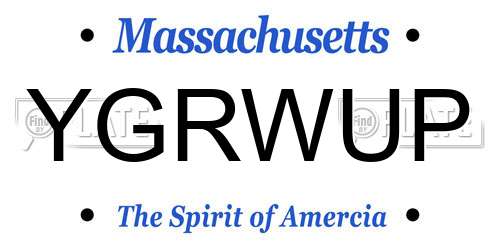 YGRWUP Massachusetts License Plate