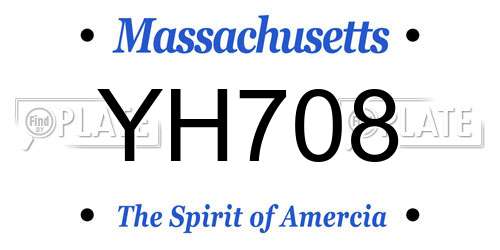 YH708 Massachusetts License Plate