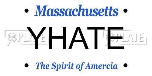 YHATE Massachusetts License Plate