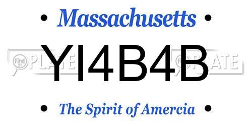 YI4B4B Massachusetts License Plate