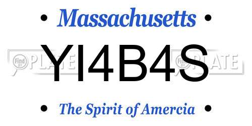 YI4B4S Massachusetts License Plate