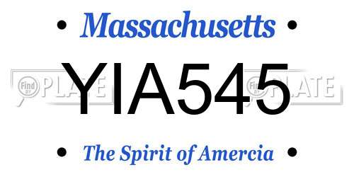 YIA545 Massachusetts License Plate