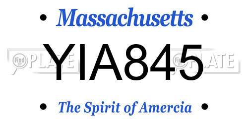 YIA845 Massachusetts License Plate