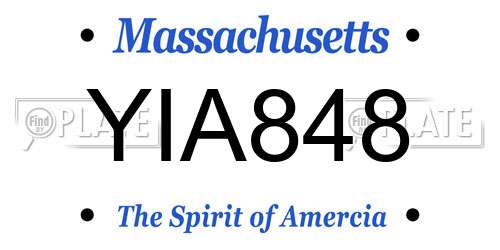 YIA848 Massachusetts License Plate