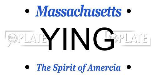 YING Massachusetts License Plate