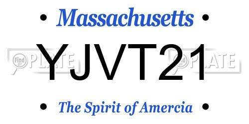 YJVT21 Massachusetts License Plate