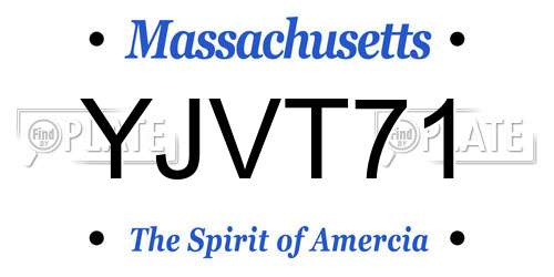 YJVT71 Massachusetts License Plate