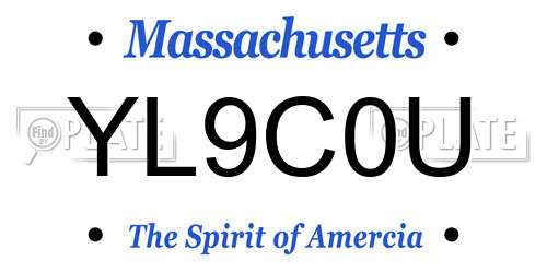 YL9C0U Massachusetts License Plate