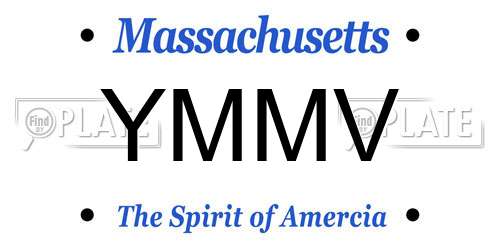 YMMV Massachusetts License Plate
