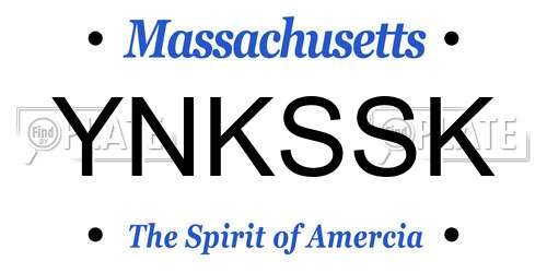 YNKSSK Massachusetts License Plate